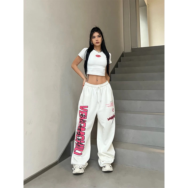 MEXZT Y2K Oversized Sweatpants Women Streetwear Letter Print Wide Leg Pants Harajuku Korean Baggy Joggers Casual Sports Trousers 240524