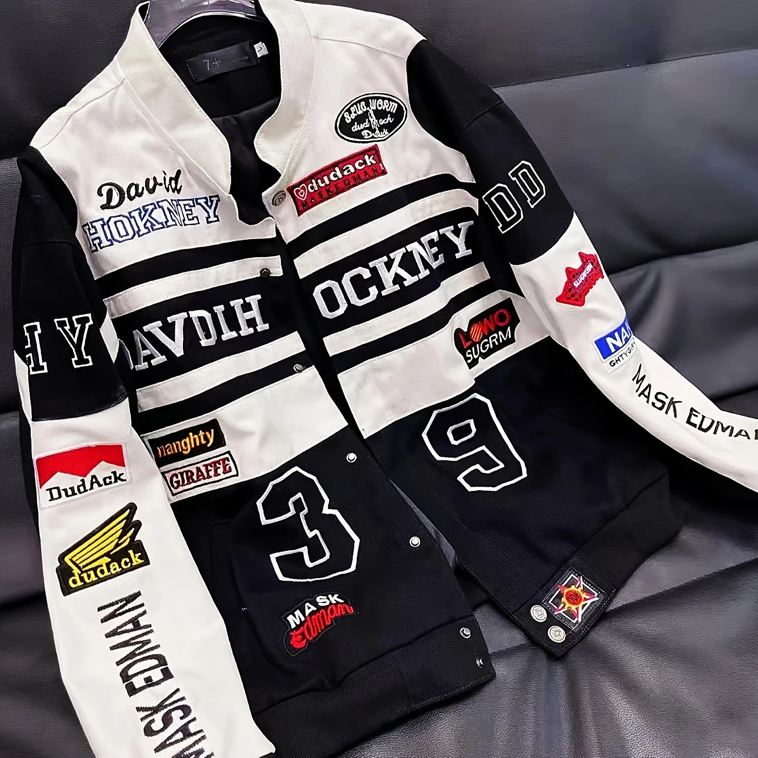 Embroidered motorcycle racing jacket long sleeved top unisex American bomber Spring and Autumn hip-hop high school bomber university 240516