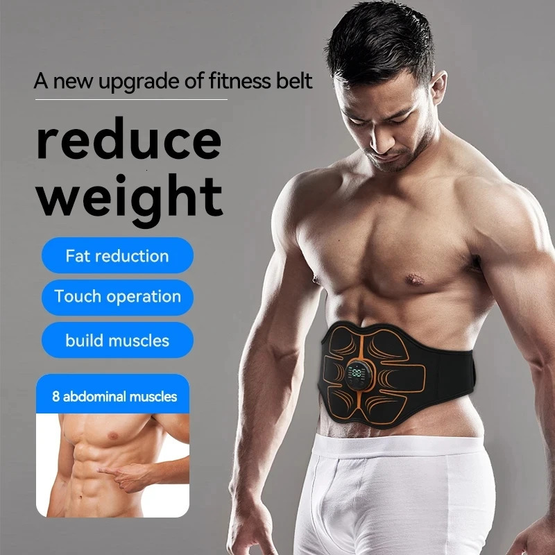 Abs Trainer Belt EMS Abdominal Muscle Stimulator Electric Toning Belts USB Waist Belly Weight Loss Home Gym Fitness Massager 240603