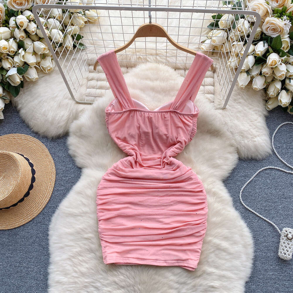 Pure desire dress womens scheming pleated waist slimming and sexy short skirt with elastic mesh suspender trendy skirt