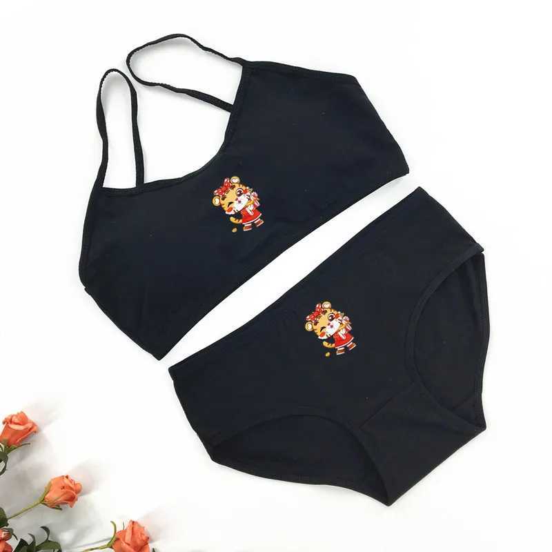 Camisole Teenagers Girls Training Bra Panties Teens Sport Bras s Push Up Underwear Puberty s Vest Panties 8-15Years WX5.31