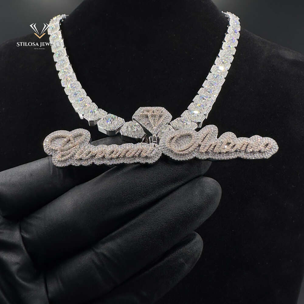 Fine Jewelry Name initial Pendant Custom Iced Out Hip Hop Pendant With 925 Silver Gold Plated Vvs Moissanite Pendant