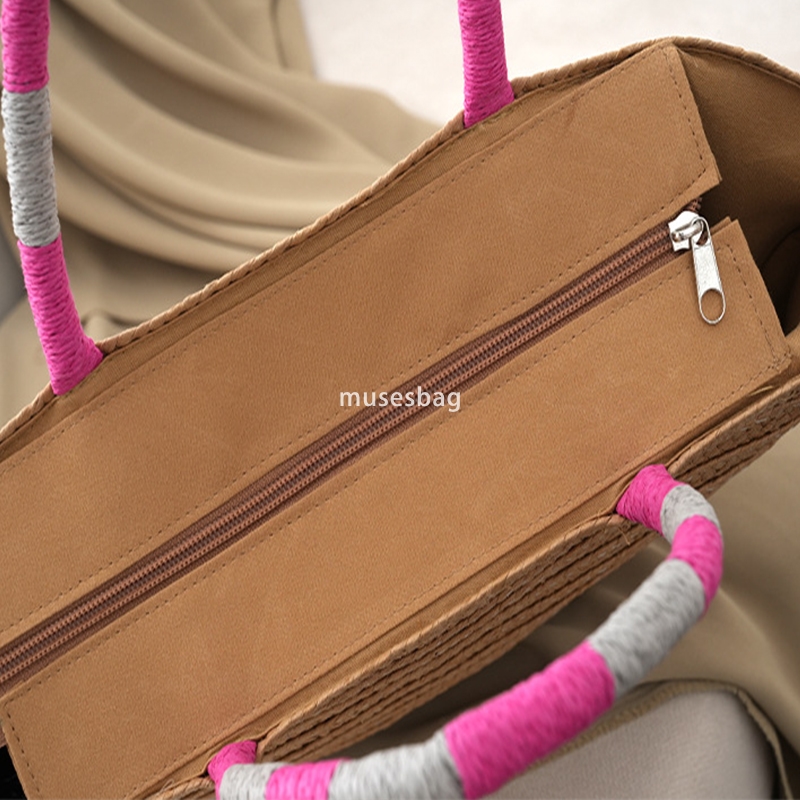 Designer's straw woven bags large capacity handbags woven rainbow bags women's fashionable simple fresh sweet vacation beach bags retro wome