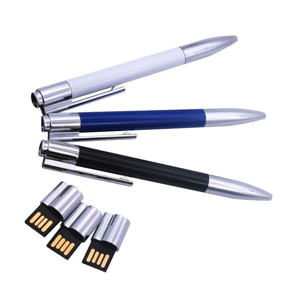 Metal Ball Point Pen Stick Usb Flash Drive 2.0 4GB 8GB 16GB 32GB 64GB 128GB Memory Sticks U Disk Pendrives Cool Gifts
