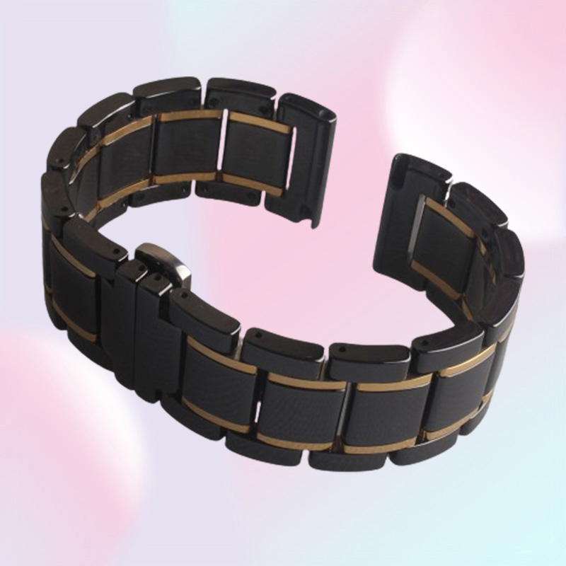 20mm 21mm 22mm 23mm 24mm Ceramic Watchbands STRAP High Quality Watch accessories Black with gold for smart Watch mens women releas