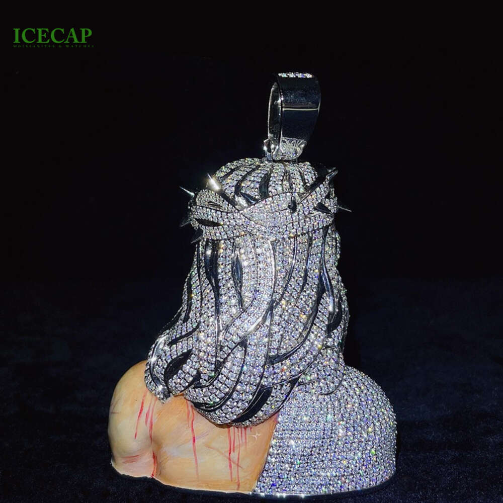 Iced out Big Jesus Moissanite Pendant Diamond Micro 925 Silver Jesus pendant Passes Diamond Tester Religious Jesus Pendant
