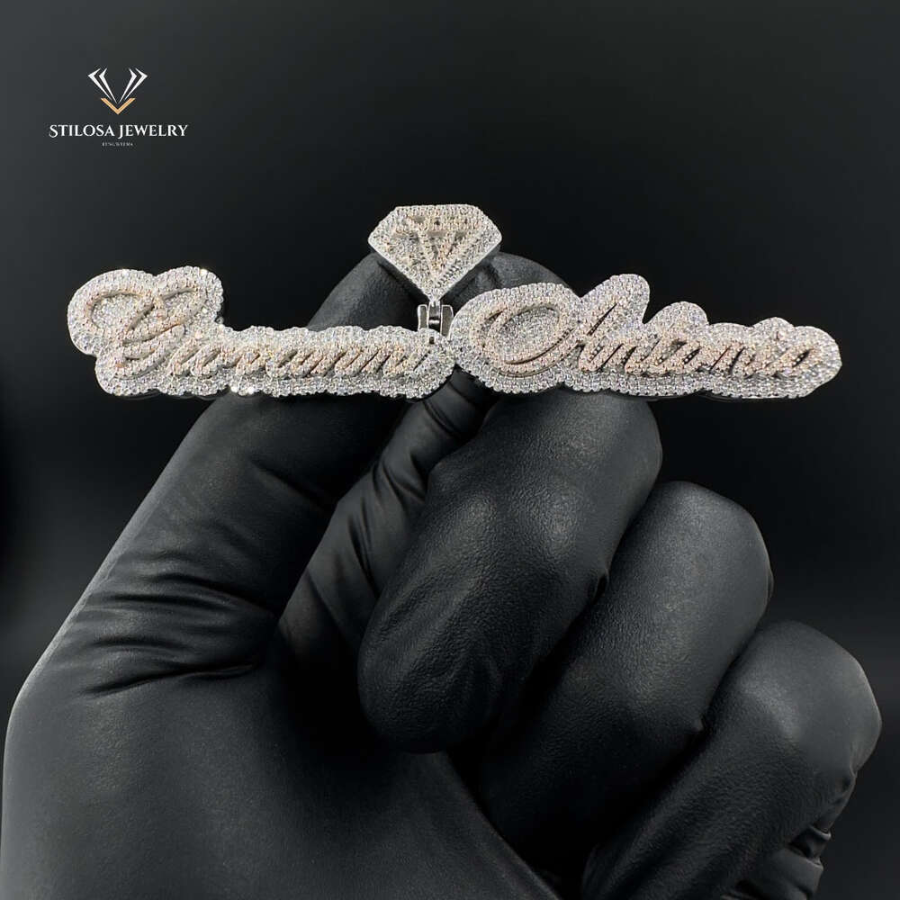 Fine Jewelry Name initial Pendant Custom Iced Out Hip Hop Pendant With 925 Silver Gold Plated Vvs Moissanite Pendant