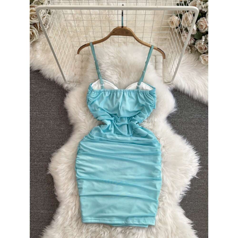 Summer Fashion Pure Desire Sexy Bra Folded Waist Slim Short Fit Tight Wrap Hip Bottom Hanging Strap Womens Dress
