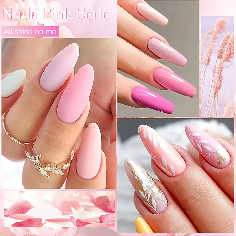 10PCS Nude Gel Nail Polish Set Pink Brown Winter Colors Glitter Semi anent All For Manicure Nails Art UV Gel Varnishes Kit 240603
