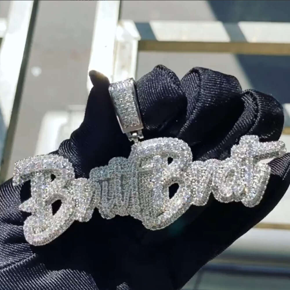 Moissanite Hip Hop Diamond Pendant Jewelry s925 silver Men Letter Name Custom Moissanite Pendant