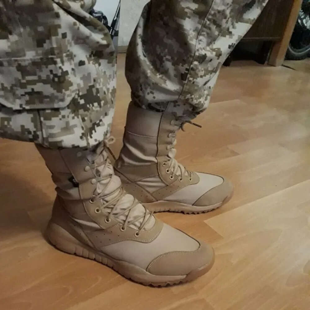 Summer Breathable Desert Hiking Mens High Top Outdoor Climbing Mountaineering Army Shoes Lightweight Tactical Combat Boots