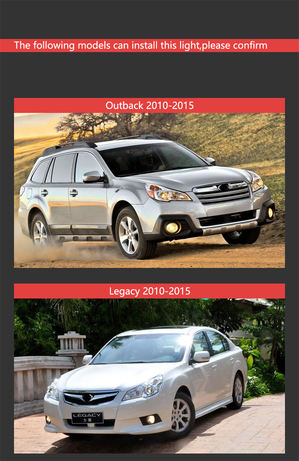 For Subaru Outback Legacy 20 10-20 15 LED Lamps Headlight Replacement DRL Running Light Signal Lights Assembly