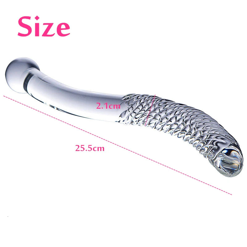 Double sided crystal white glass false penis artificial penis particle spiral G-point massager adult game female homosexual sex toy 240516