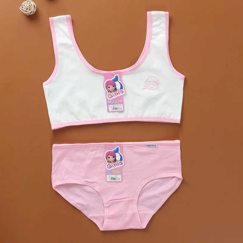 Camisole Camisole Girls Training Bra Vest Development Period Bra + Panties Set Single Layer No Chest Pad Cotton Summer s Bra Set 8-15Y WX5.31