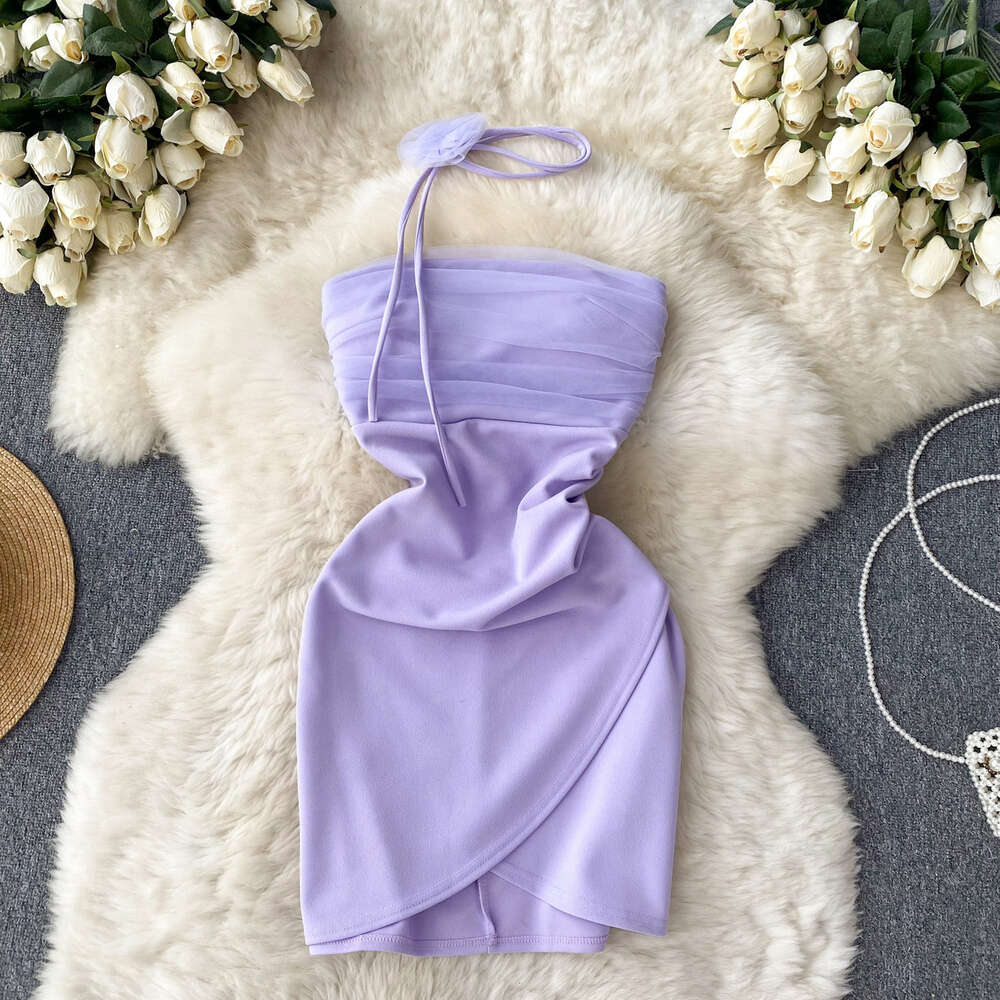 Asian Spicy Girls Style Bra Dress Womens Tight Mesh Design Sense Small and Unique Exquisite Beauty Pure Desire Hip Wrap Short Skirt