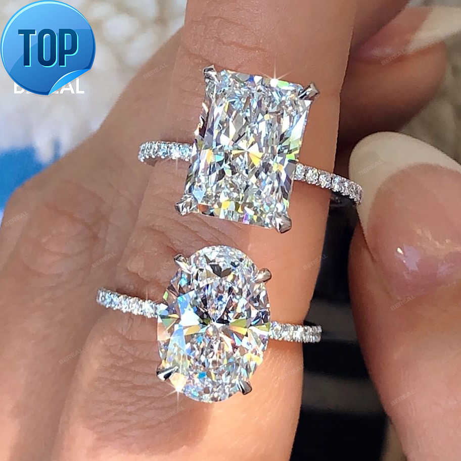 Wholesale 10K 14K Solid Vvs Moissanite Engagement Rings Women Sier Dia Emerald Radiant Oval Cut Gold Ring