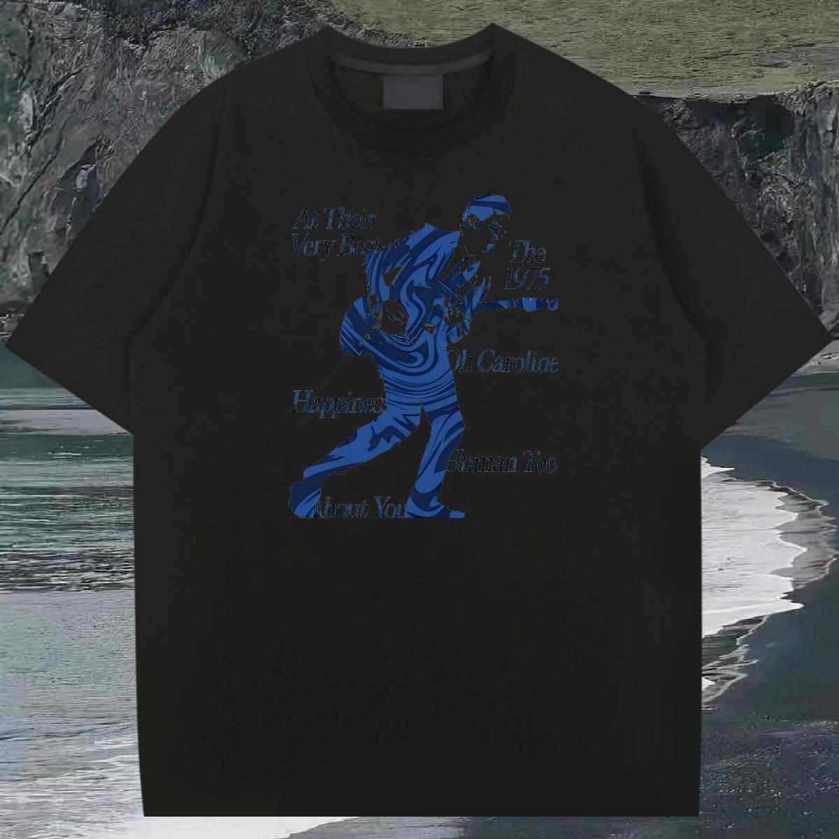 High Quality Men T Shirts Breathable Crew Neck Cotton Anime Printing Street Mens Tshirts Black Oversized New Arrival Tees Shirts