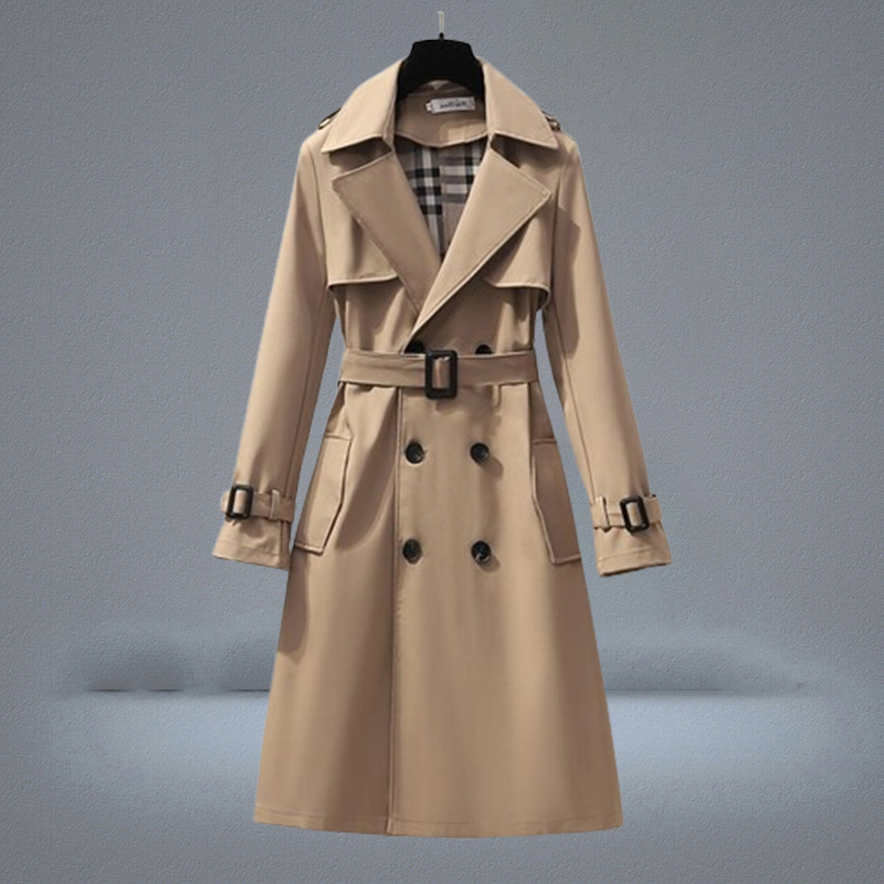 S4XL Autumn Fashion Elegant Belt Coat Women Loose Midlength Windbreaker Female Casual Long