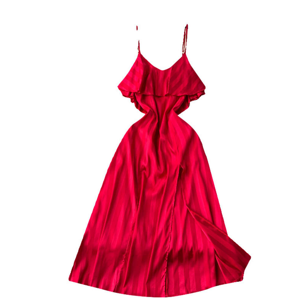 French style suspender dress for women with summer ruffle edge and slit design feeling niche light luxury super fairy like long skirt