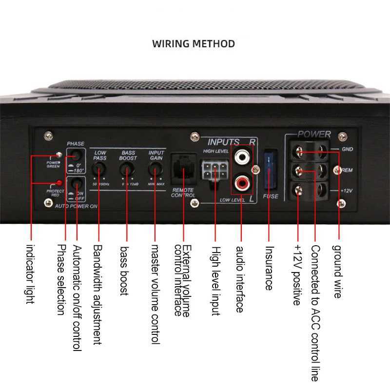 Car Audio 8/10 inch subwoofer car audio 12V600W high-power aluminum alloy car speaker seat mounted subwoofer modified ultra-thin subwoofer z241129