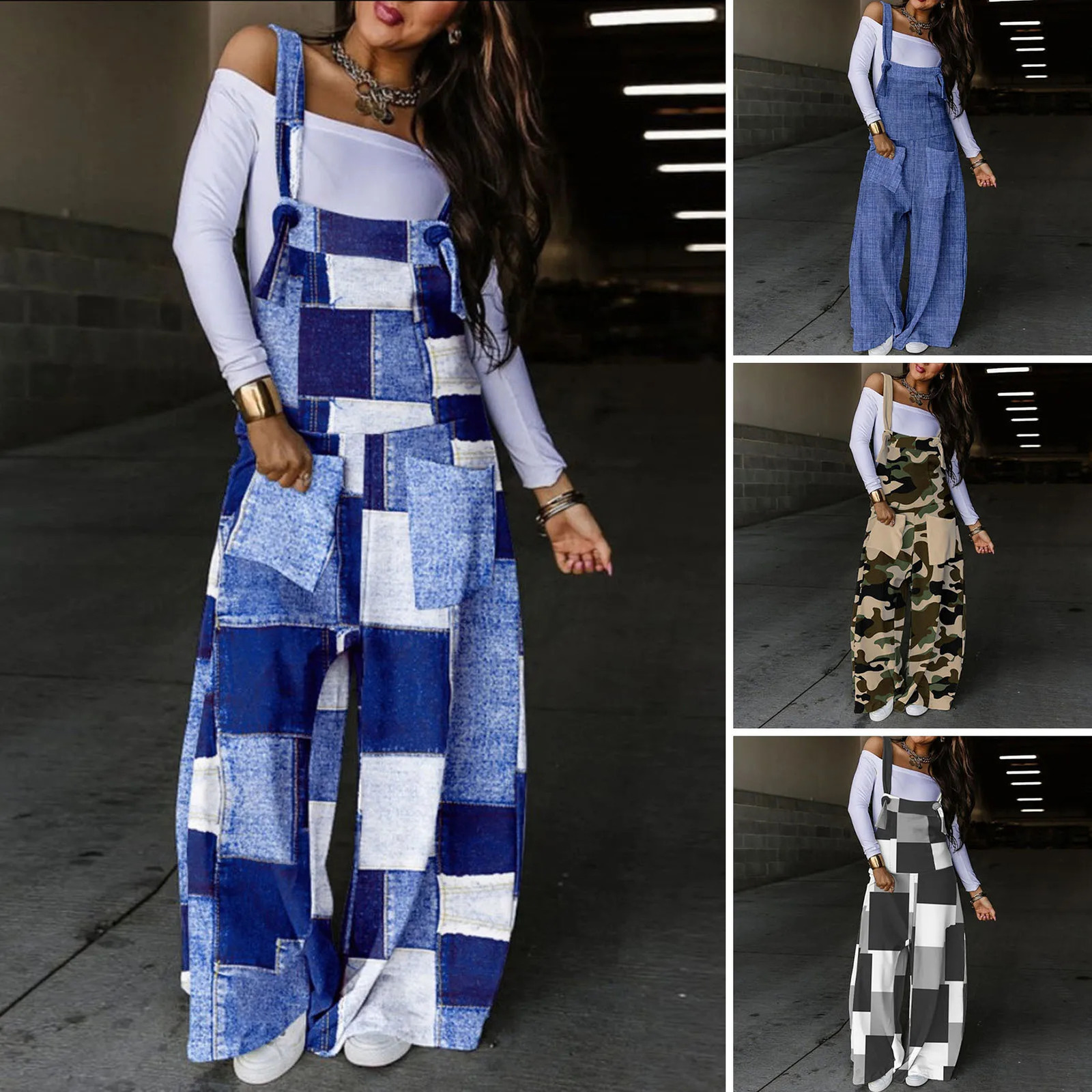 Women Summer Loose Thin Jumpsuits Harem Pants Wide Leg Pants Sleeveless Pockets Bib Jumpsuit Siamese Trousers Large Size S-5XL 240529