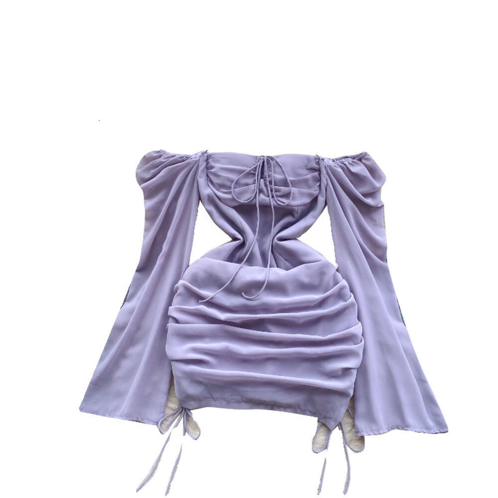 Pure desire spicy girl style hanging neck suspender dress womens straight shoulder pleated strap and mesh design light luxury wrapped hip skirt