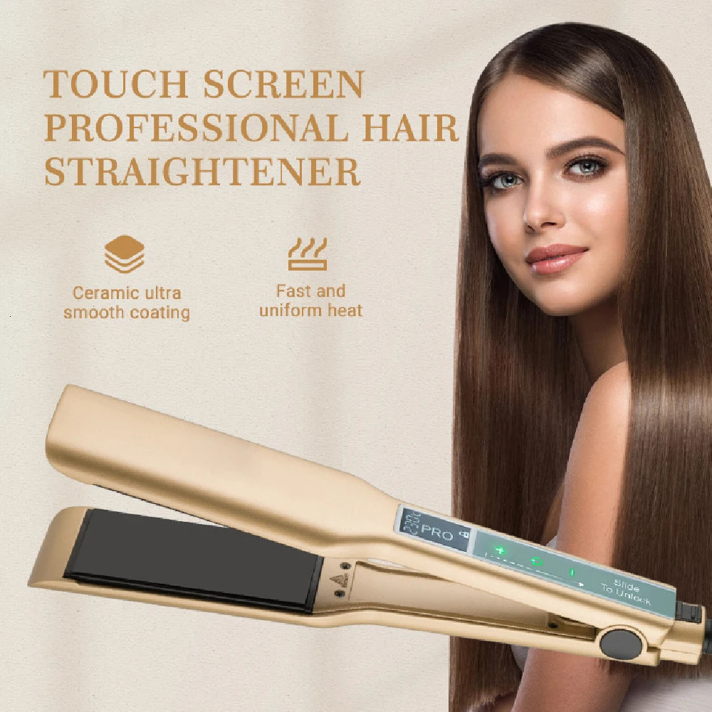 RUCHA Hair Flat Iron Touch Screen Wide Plate Brazilian Keratin Treatment Hair Straightener MCH Fast Heanting 240603
