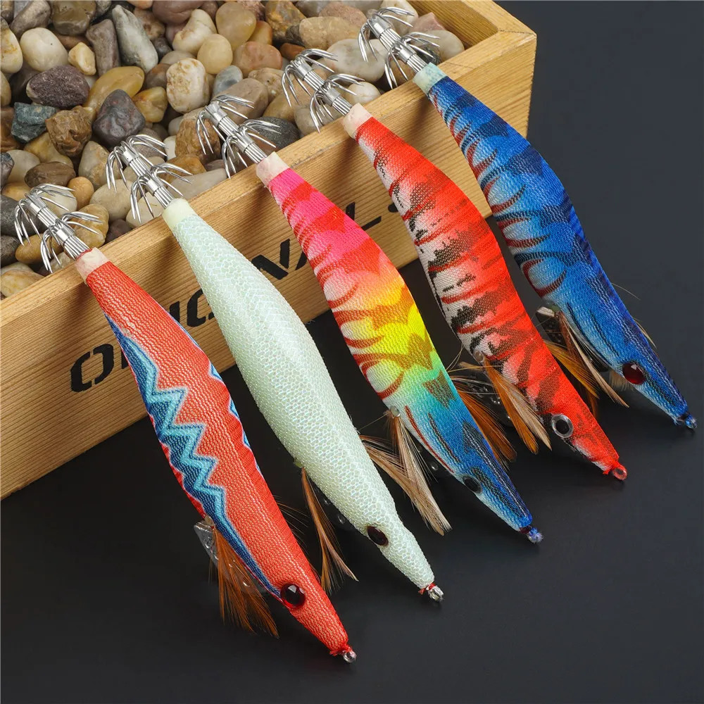 10Pcs Luminous Squid Bait Jig Hooks Rattle Saltwater Glow Squid lures Cuttlefish Sleeve Egi Jig Octopus Fishing lure 2.5 3.0 3.5 240603