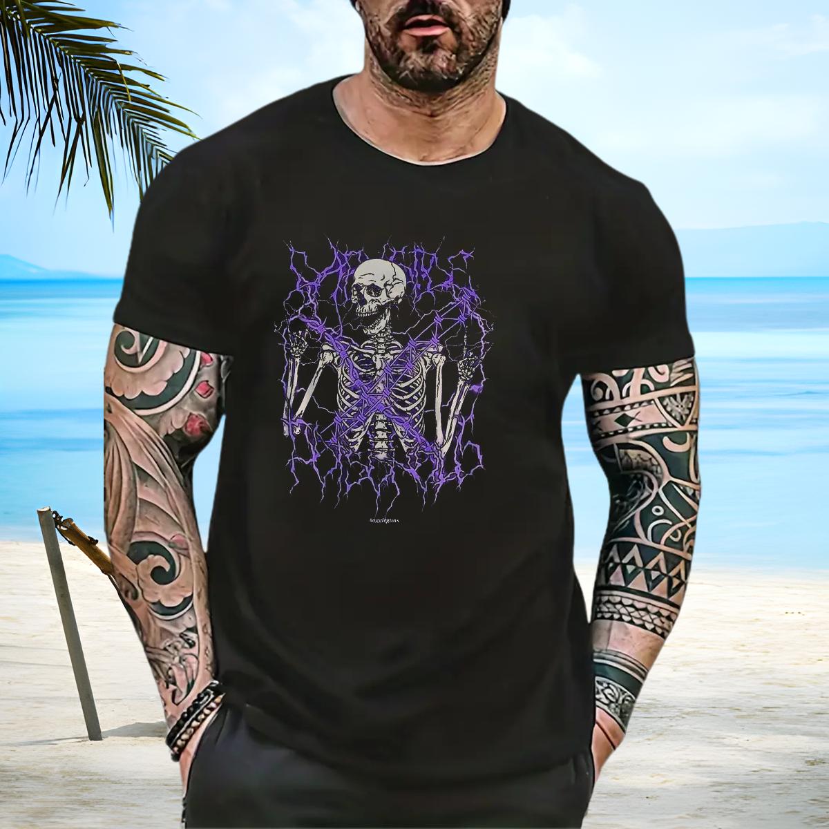 2024 Summer T-Shirts Floral Print Men Clothes T-Shirt Street Casual Round Neck Short Sleeve 5A Top Tees