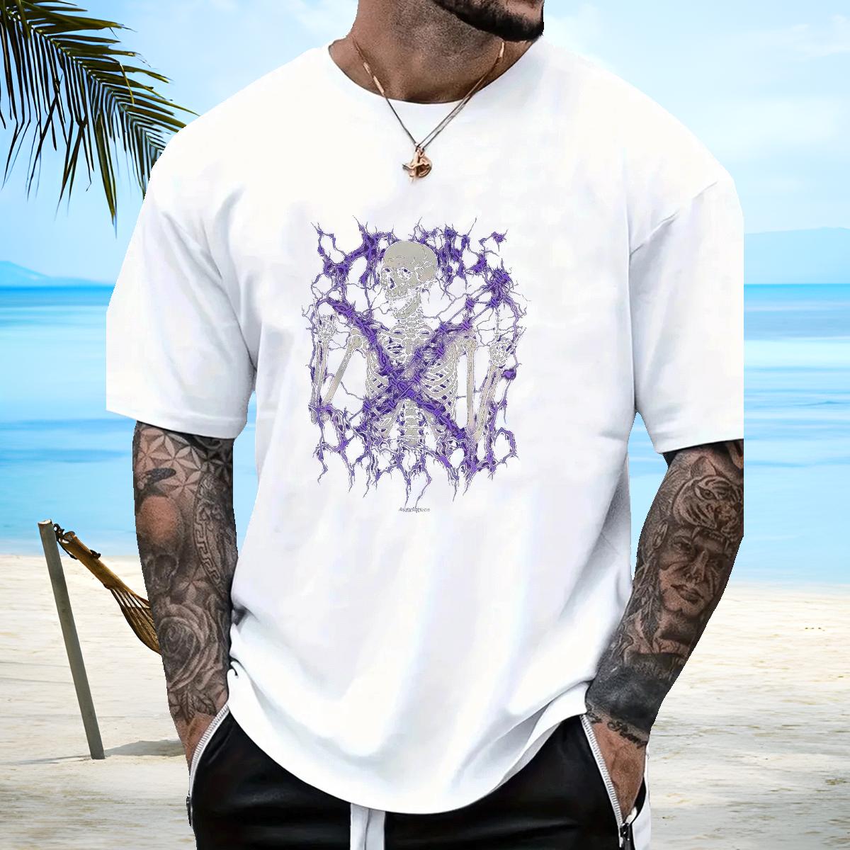 2024 Summer T-Shirts Floral Print Men Clothes T-Shirt Street Casual Round Neck Short Sleeve 5A Top Tees