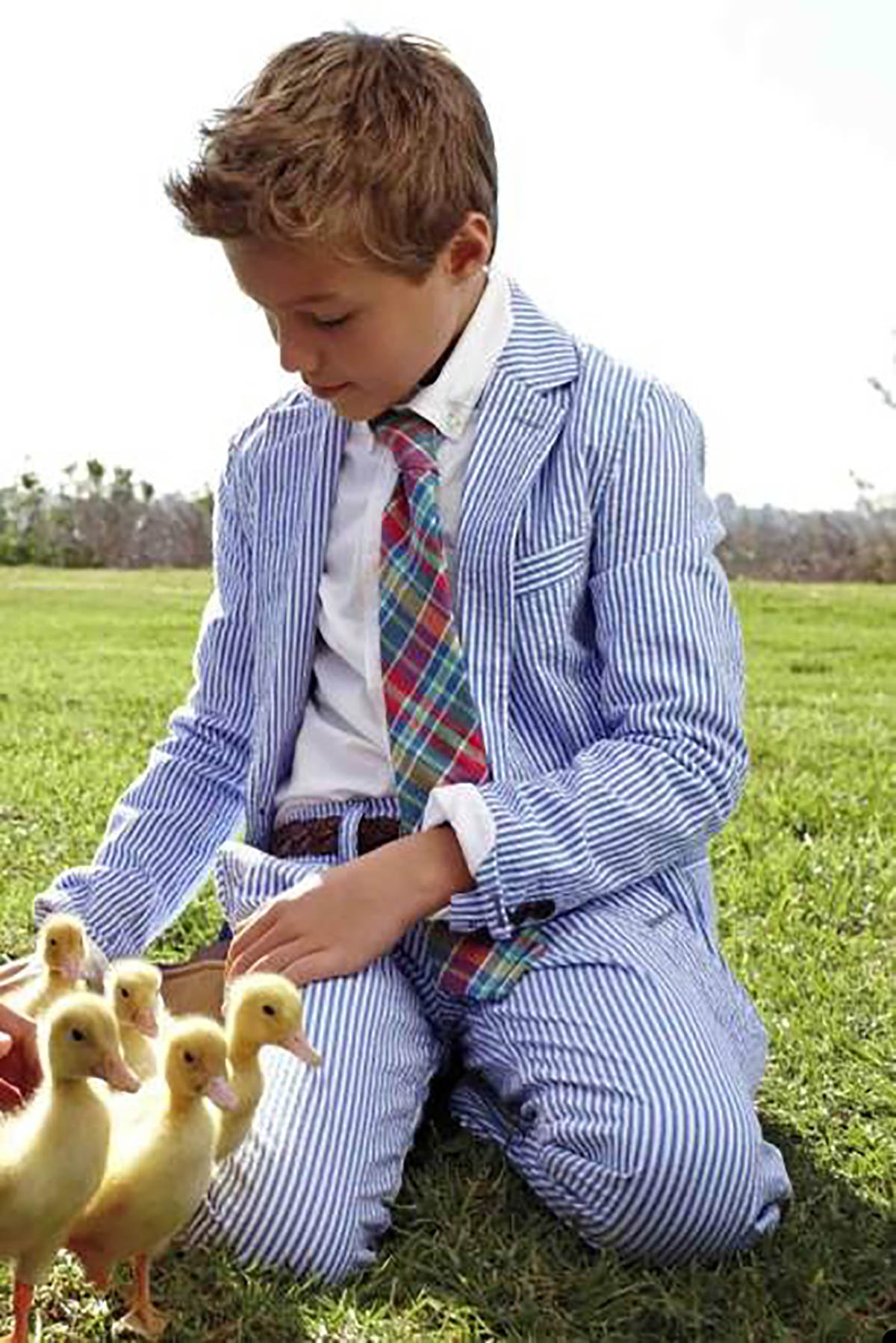Blue Stripes Child Boy Pants Suits Dinner Tuxedos Little Kids Costume Wedding Party Prom Birthday Wear 2 Pieces Custom Made
