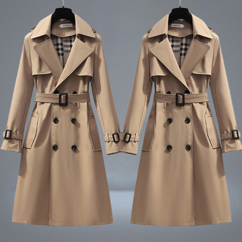 S4XL Autumn Fashion Elegant Belt Coat Women Loose Midlength Windbreaker Female Casual Long