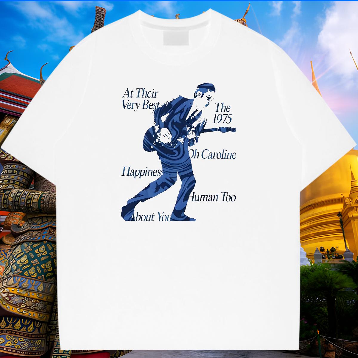 2024 New T Shirts Men Black White Mens Tshirts High Street Hip Hop Breathable Short Sleeve Popular Tees