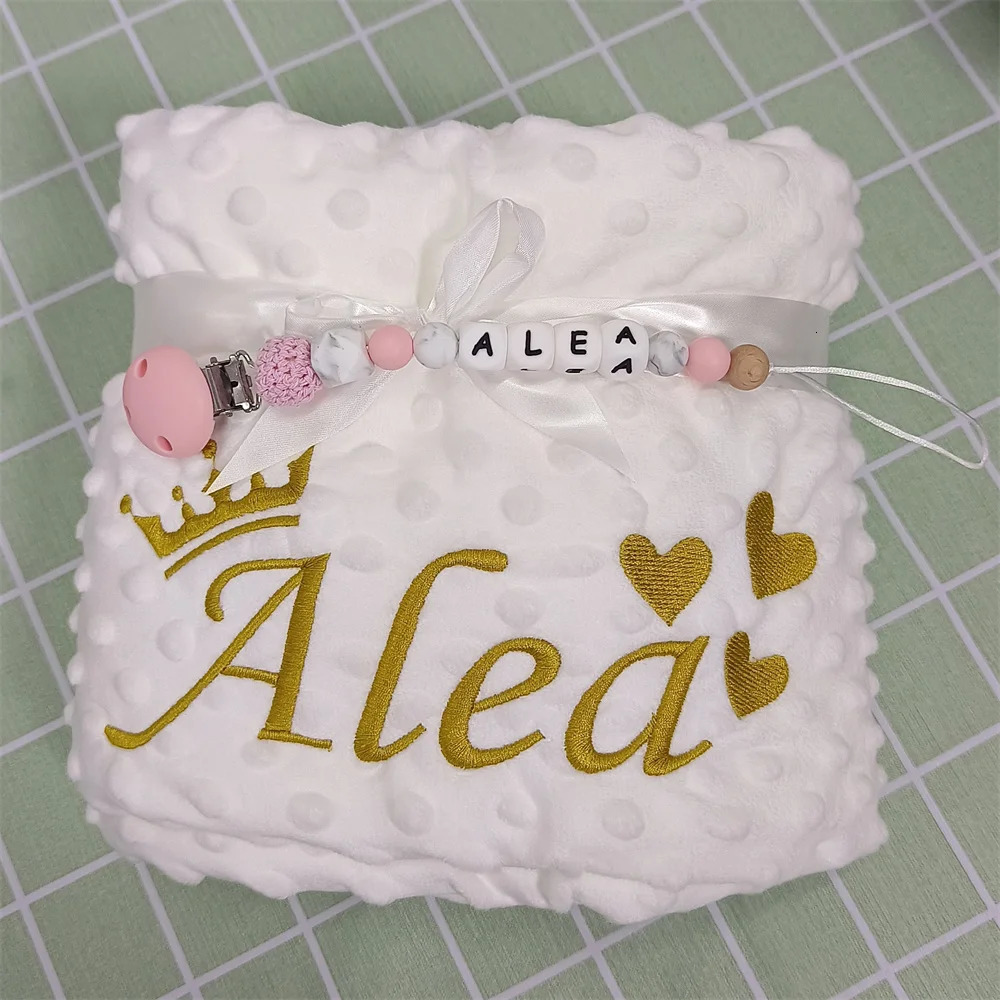 Personalized Knitted born Baby Girl Boy Wrap Swaddling Blanket With Name Fleece Toddler Crib Bed Stroller Birth Gift 240603