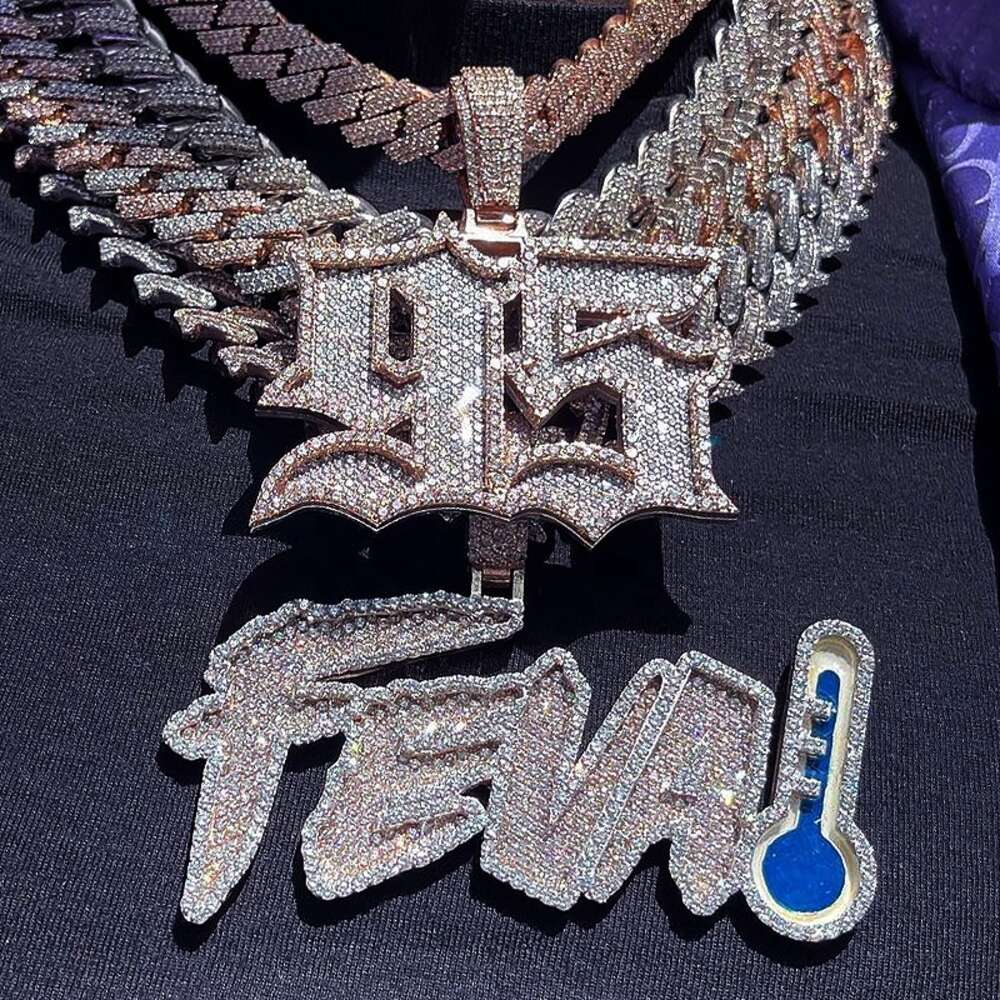 Hip Hop Jewelry Moissanite Pendant Custom 925 Sterling Silver Name Letter Vvs Iced Out Big Pendant For MAN Necklace