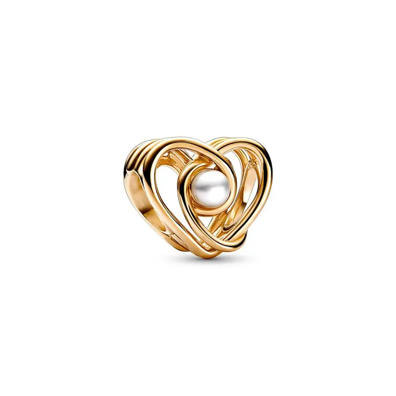 2024 Mother's Day Charm Gold Silver Clips Heart Charm Beads Fit S925 Snake Bracelet Women Jewelry Gifts DIY