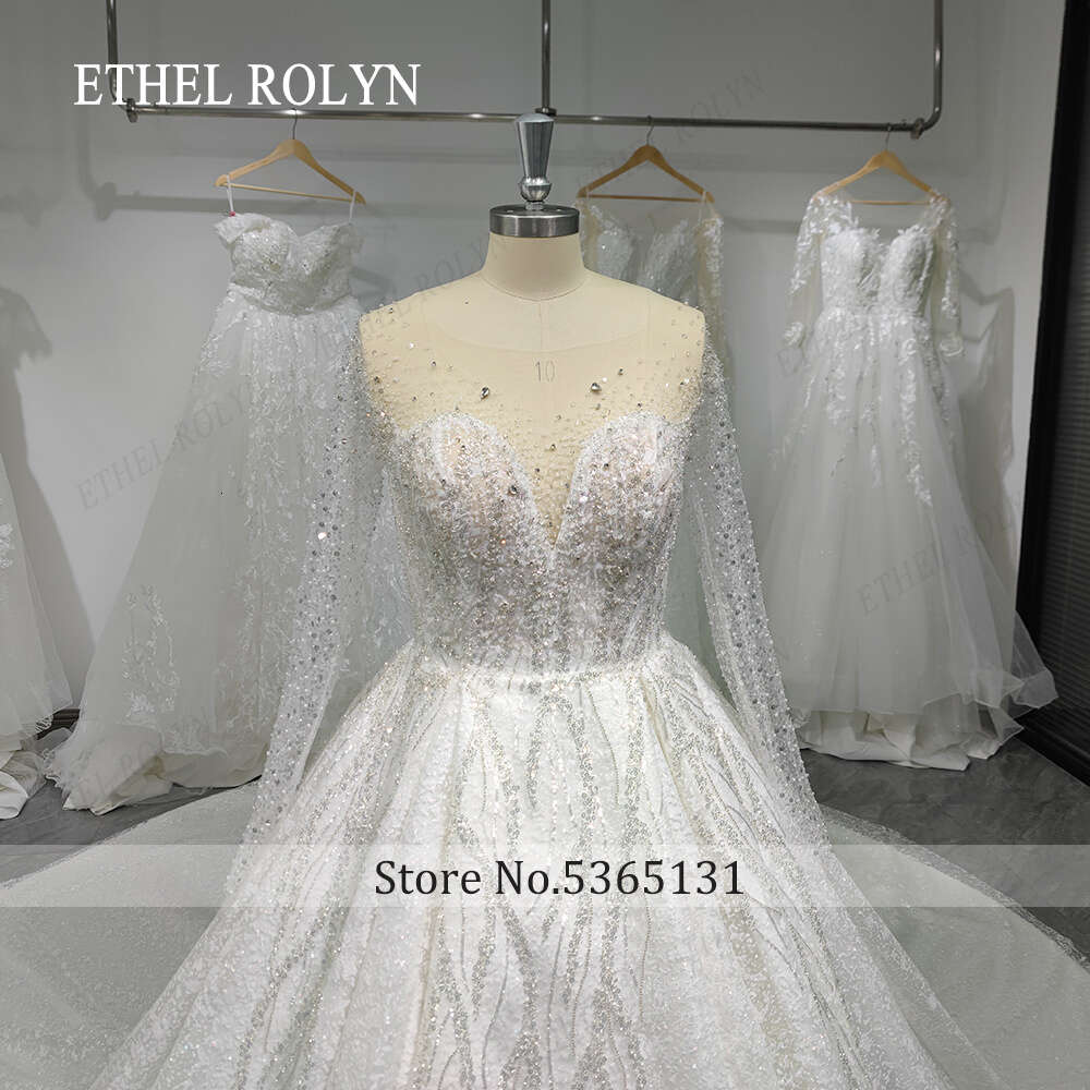 ETHEL ROLYN Wedding Dress For Women 2024 New Glitter Long Sleeve Princess Beading Backless Bridal Gown Vestidos De Novia