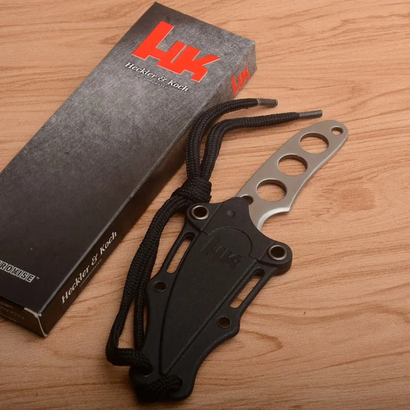 CS HK10 Neck Knife Mini Tactical Fixed Blade with Kydex Sheath Outdoor Camping Knives Survival Self-defense Portable Faca Pocket Utility EDC Tools