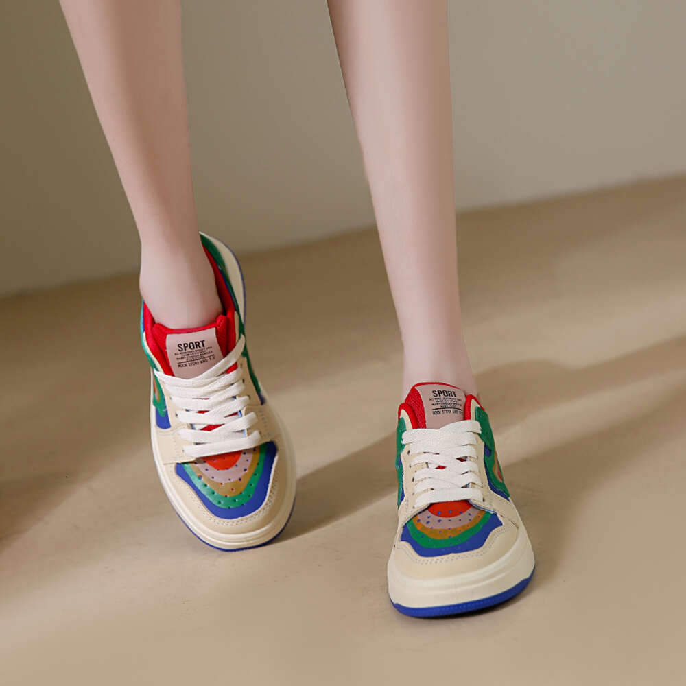 2024 New Women's Patchwork Skateboard Shoes Low Top Lace Up Sneakers Non Slip Breathable Walking Comfrotable Tennis ddmythur