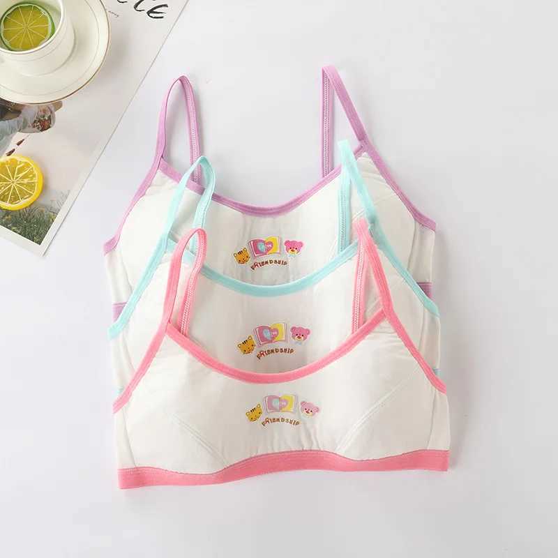 Camisole Camisole 4 pieces/batch girl bras cotton girl sports bras back button design teenage girl training bras breathable teenage girl tops WX5.31