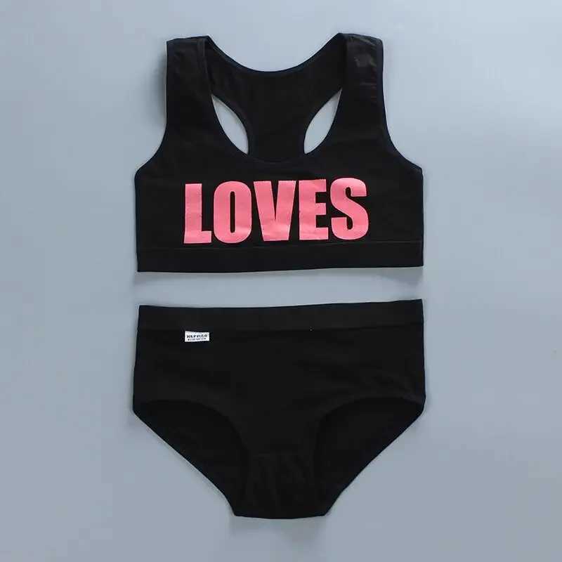 Camisole Camisole Teen Bra Girl Vest Cotton Underwear Set Spandex with Letter Solid Color Girls Sport Underwear Racerback Training + Panties WX5.31