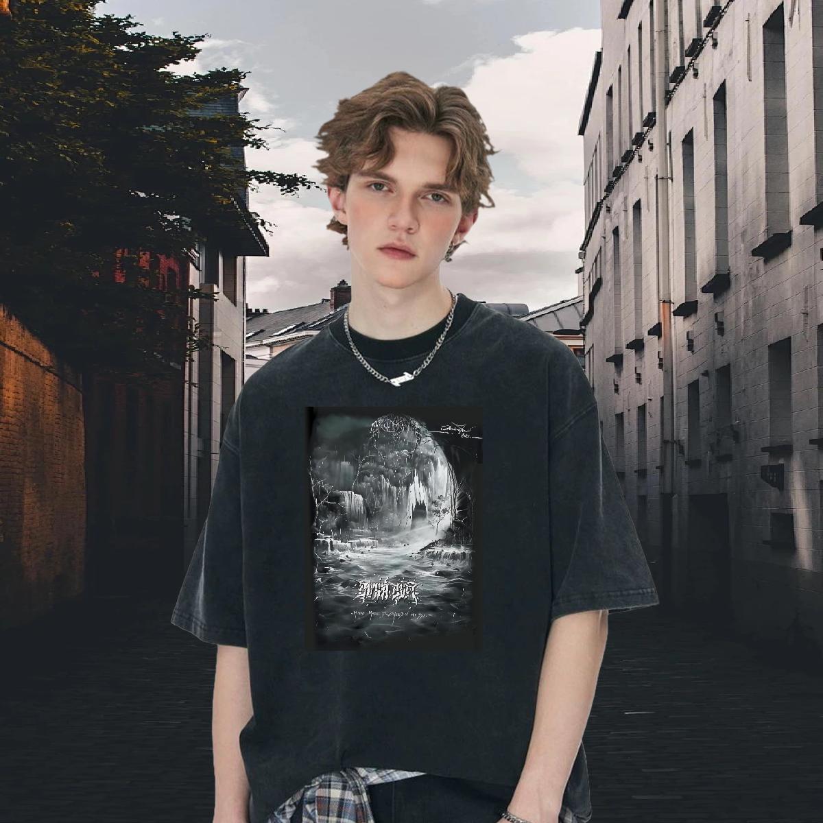 Popular Men Tees Breathable Crew Neck Cotton Hip Hop T Shirts Men Anime Print Classic Tops Shirt