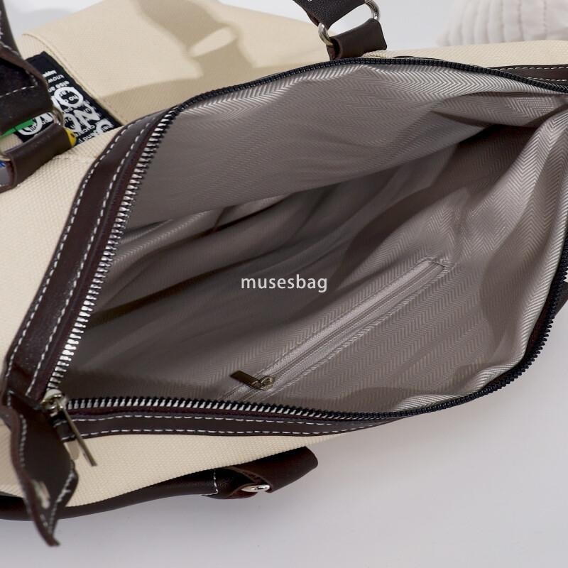 Women's and men's large capacity zippered PU canvas handbag, adjustable shoulder strap, travel shopping bag, student retro casual large capa