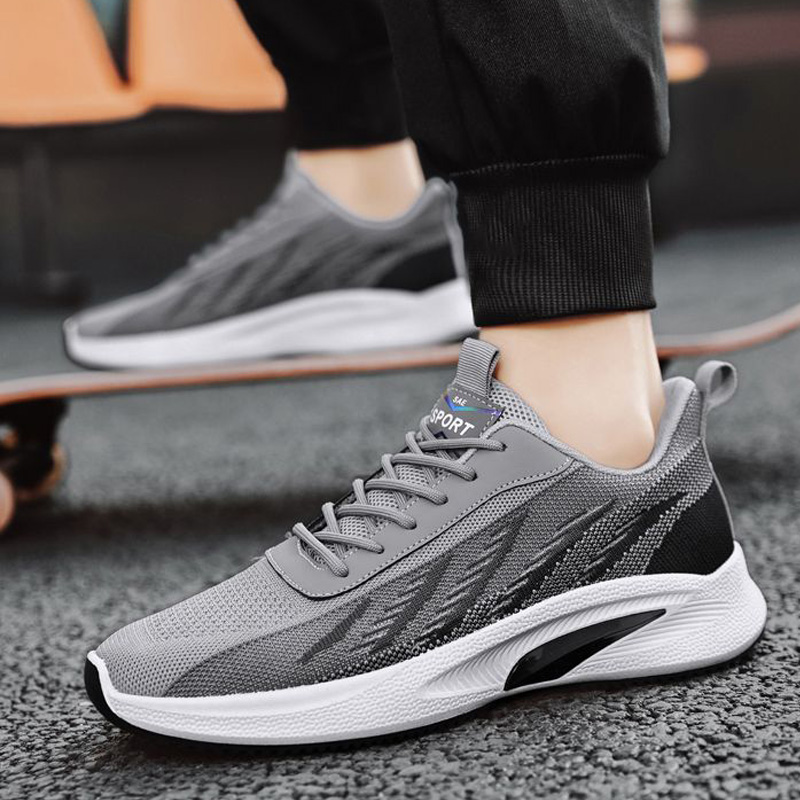 Men's 2024 New Fashion Korean Version Of The Trend Sports Flying Woven Thick Sole Mesh Comfortable Simple Casual Shoes