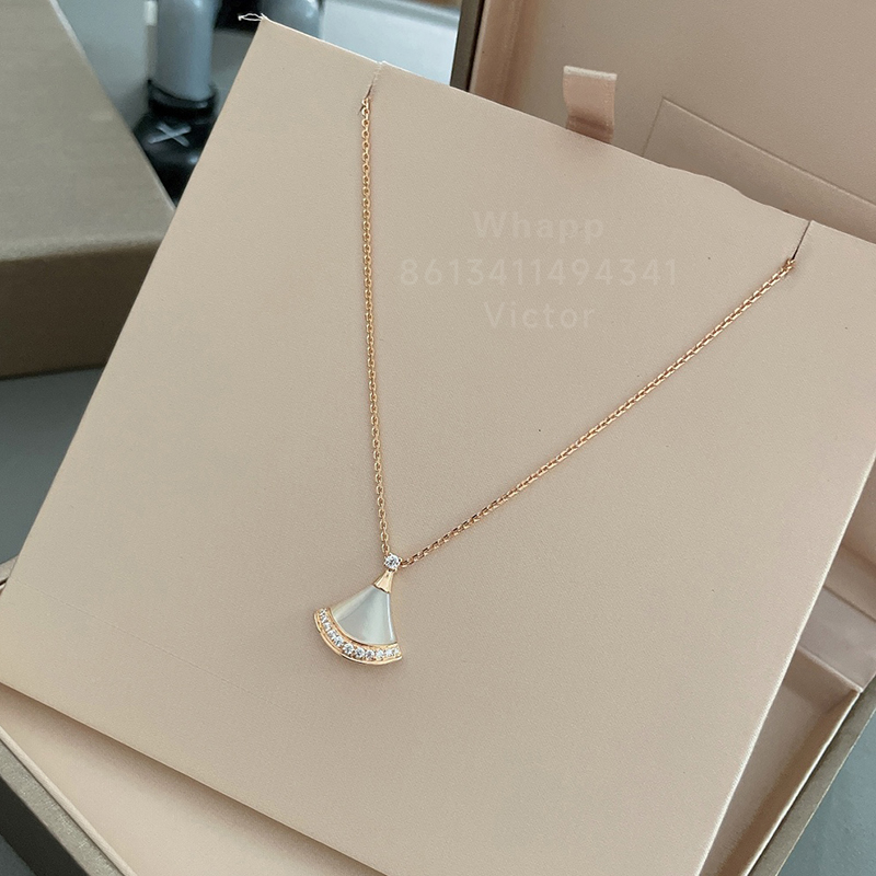 ADITA Fan shaped pendant designer necklace for woman gemstone Gold plated 18K T0P quality crystal brand exquisite gift with box 009