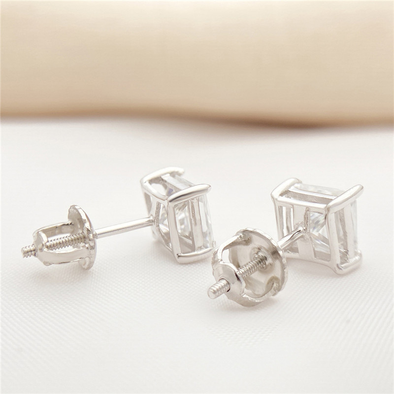 4mm-8mm S925 Sterling Silver Gold Plated Pass Test Moissanite Diamond Earrings Studs Nice Gift for Men Women