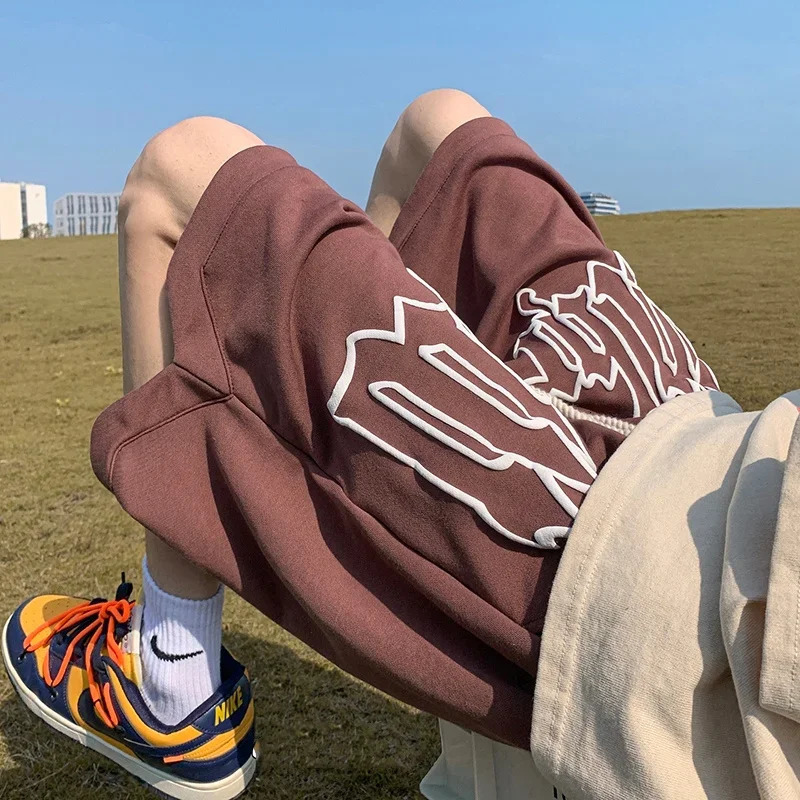 Summer Mens Letter Foam Print Shorts y2k Casual Fashion Loose Sweatpants Gym Basketball Short Pants Streetwear Bermuda shorts 240524