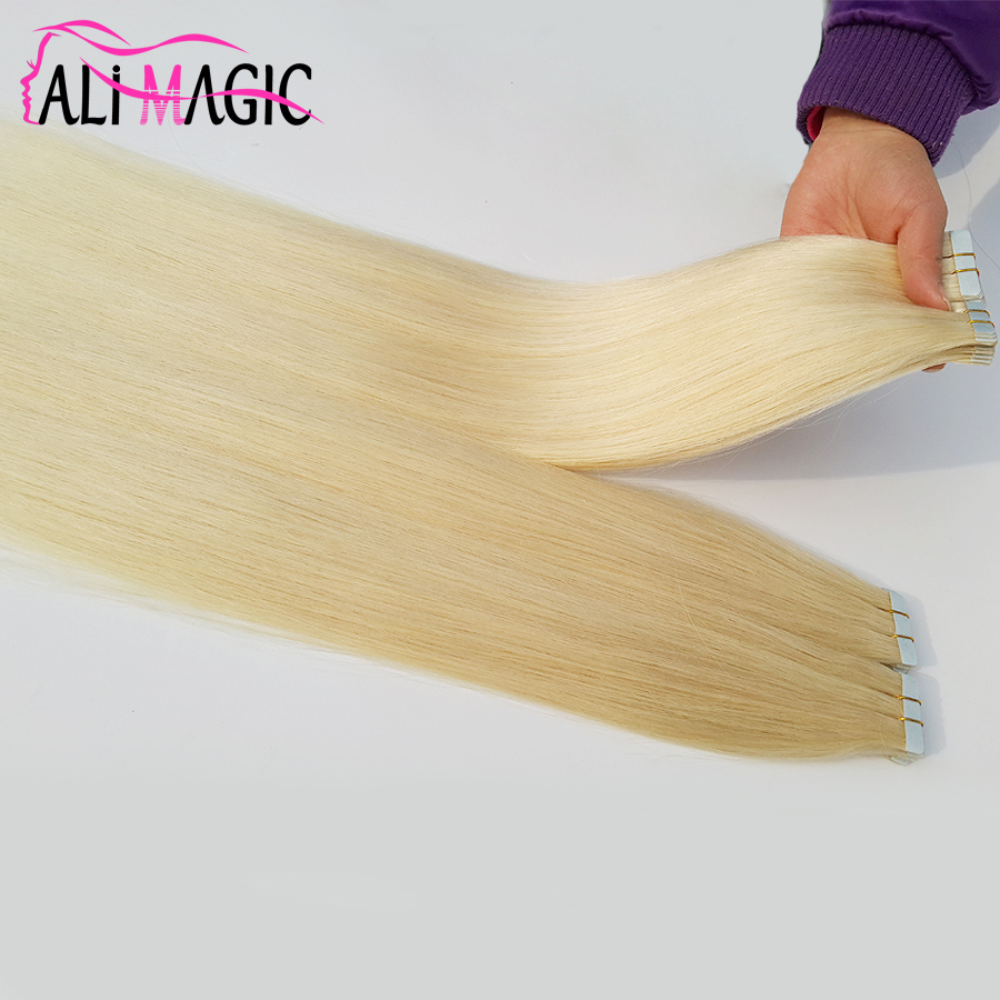 Skin Weft Tape In Human Hair Extensions 50 pieces 125g Russian hair 24" VIP customer customization 613 blonde color