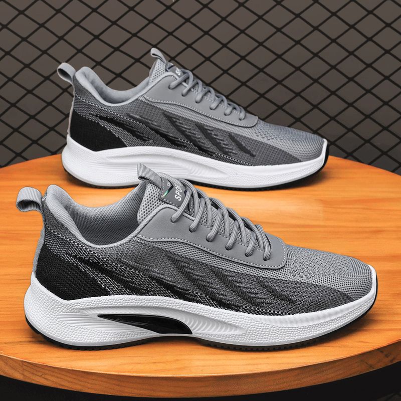 Men's 2024 New Fashion Korean Version Of The Trend Sports Flying Woven Thick Sole Mesh Comfortable Simple Casual Shoes