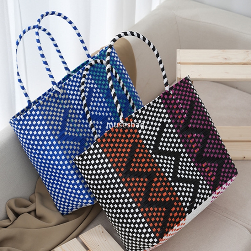 Woven bag for women and men large capacity fashionable one shoulder tote shopping bag women's vegetable basket classic and high-quality tote bag 